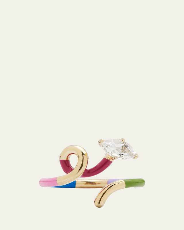B Multicolor Ring with Marquise Rock Crystal